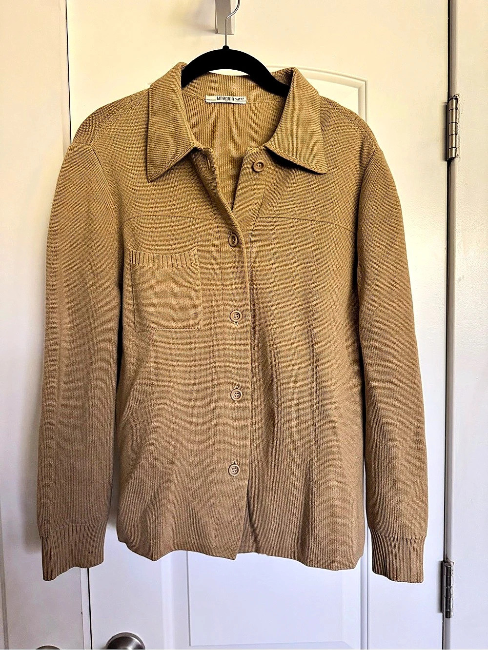 Vintage I. Magnin Brown Wool Button Front Collared Cardigan